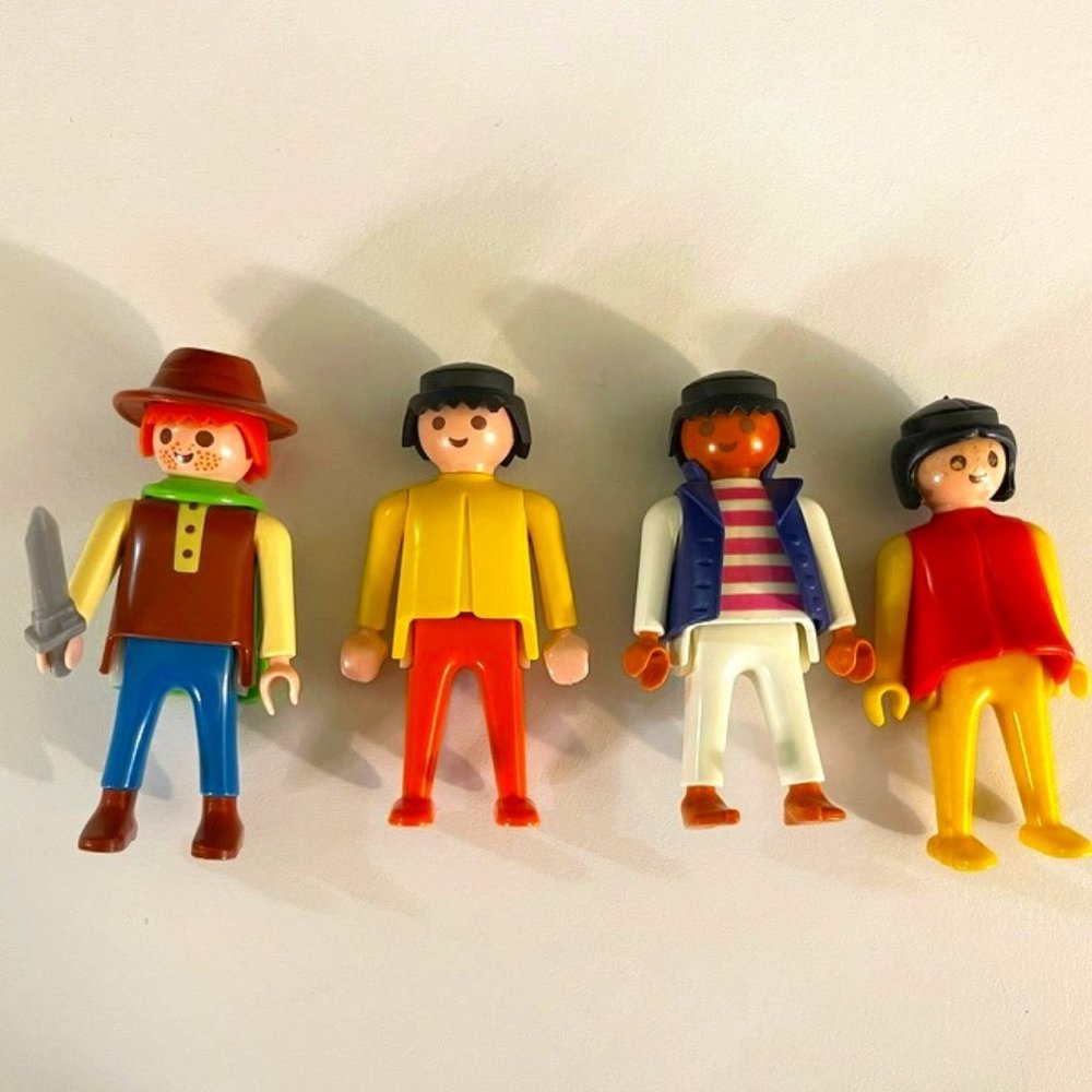 Vtg. Playmobil "Klicky" 1974 Geobra Action Figures (1 with Sword) Lot of 4